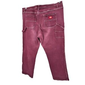 Dickies Girl Carpenter Pants Women 24 Burgundy Contrast Stitch High Rise Utility